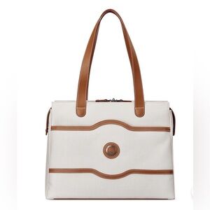Delsey Paris Chatelet Paris Soft Air White Brown Tote Laptop Messenger Bag